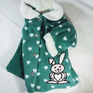 3T Teal Blue Fleece w/ Pink Rabbits Set
